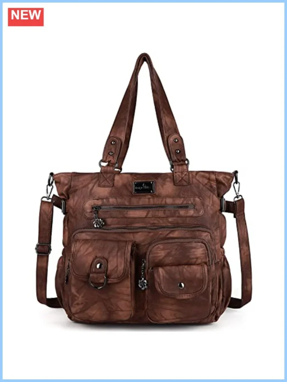 Washed PU Leather Hobo Bag Satchel Shoulder Crossbody Tote